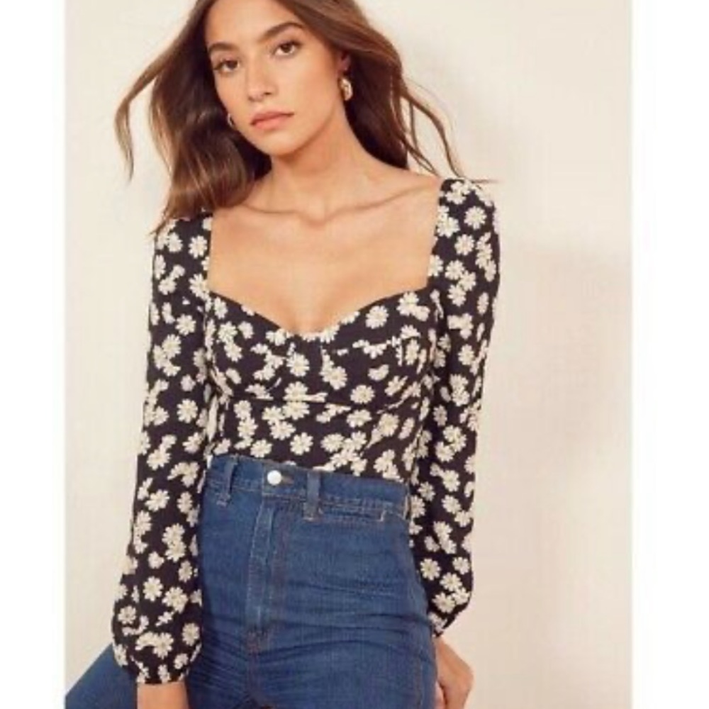 Reformation Reign Top Daisy Long Sleeve Womens Sz 6